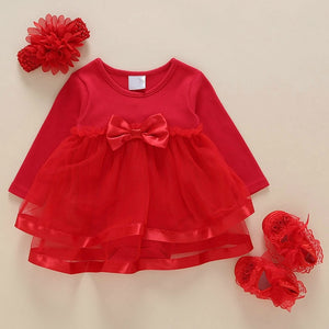 Girls Infant Dress&clothes Summer Kids Party Birthday Outfits 1-2years Shoes Set