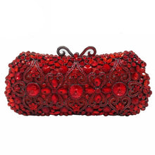 Load image into Gallery viewer, Boutique De FGG Red Ruby Crystal Diamond Women Metal Evening Clutches Bags Wedding Minaudiere Clutch Bridal Handbags Purses