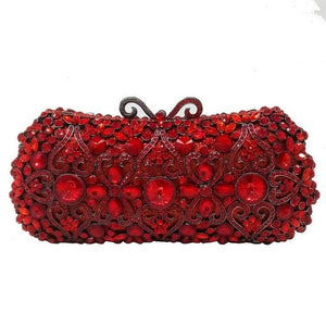 Boutique De FGG Red Ruby Crystal Diamond Women Metal Evening Clutches Bags Wedding Minaudiere Clutch Bridal Handbags Purses