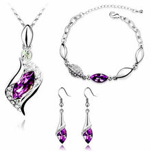 Load image into Gallery viewer, Elegant Luxury Design New Fashion 18k Silver Plated Colorful Austrian Crystal Drop Jewelry Sets