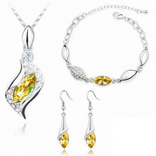 Load image into Gallery viewer, Elegant Luxury Design New Fashion 18k Silver Plated Colorful Austrian Crystal Drop Jewelry Sets