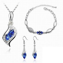 Load image into Gallery viewer, Elegant Luxury Design New Fashion 18k Silver Plated Colorful Austrian Crystal Drop Jewelry Sets