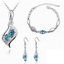 Load image into Gallery viewer, Elegant Luxury Design New Fashion 18k Silver Plated Colorful Austrian Crystal Drop Jewelry Sets