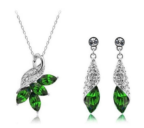 Cubic Zirconia Exquisite Women Pendant Necklace Earring Jewelry Set