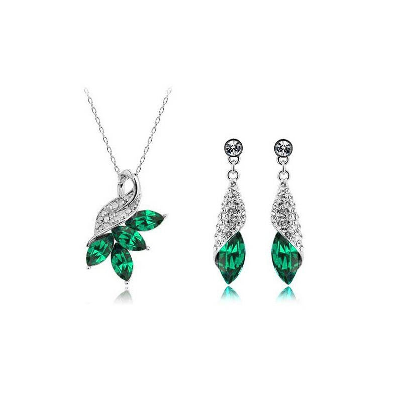 Cubic Zirconia Exquisite Women Pendant Necklace Earring Jewelry Set