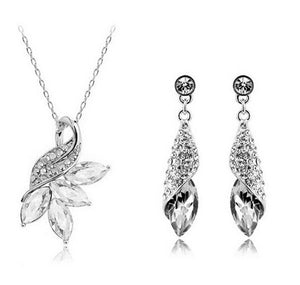 Cubic Zirconia Exquisite Women Pendant Necklace Earring Jewelry Set