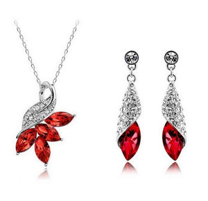 Cubic Zirconia Exquisite Women Pendant Necklace Earring Jewelry Set