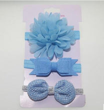 Load image into Gallery viewer, 3Pcs Baby Elastic flower headband  Infants accessories set photography