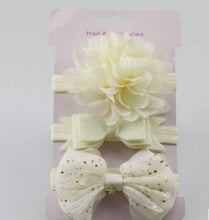 Load image into Gallery viewer, 3Pcs Baby Elastic flower headband  Infants accessories set photography