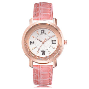 New ladies watch Rhinestone Leather Bracelet Wristwatch Women Fashion Watches