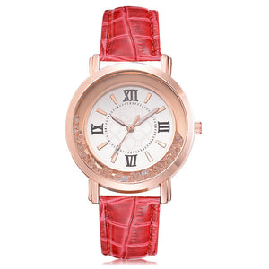 New ladies watch Rhinestone Leather Bracelet Wristwatch Women Fashion Watches