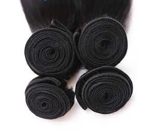 Raw Indian Straight Hair Bundles 4 Bundles With Closure Human Hair Bundles With Closure Ali Sky 4"x4"