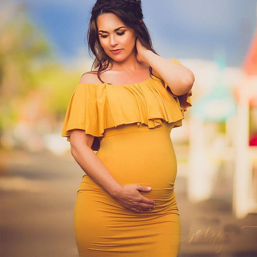 Shoulderless Maternity Photography Props Pregnancy Dress.