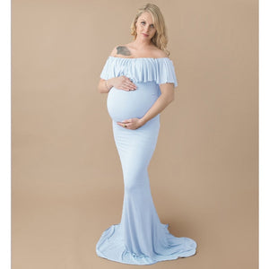 Shoulderless Maternity Photography Props Pregnancy Dress.