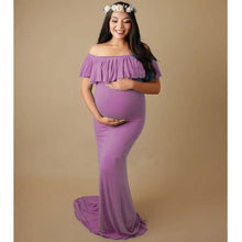 Load image into Gallery viewer, Shoulderless Maternity Photography Props Pregnancy Dress.