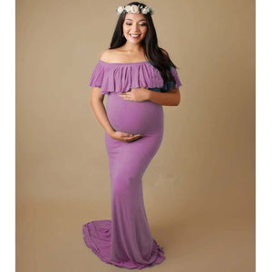 Shoulderless Maternity Photography Props Pregnancy Dress.