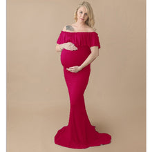 Load image into Gallery viewer, Shoulderless Maternity Photography Props Pregnancy Dress.