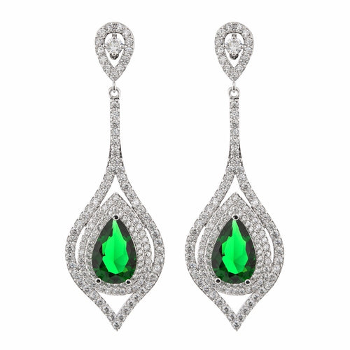 Luxurious and exaggerated pear-shaped zircon earrings, female/girl wedding party fashion jewelry.ER-217