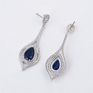 Luxurious and exaggerated pear-shaped zircon earrings, female/girl wedding party fashion jewelry.ER-217