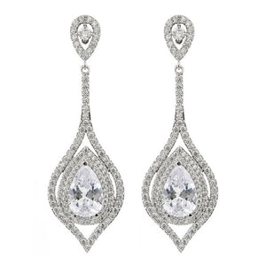 Luxurious and exaggerated pear-shaped zircon earrings, female/girl wedding party fashion jewelry.ER-217