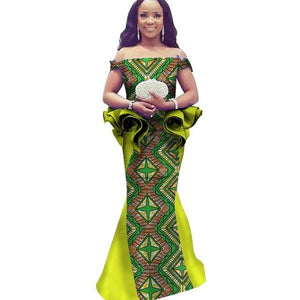 African Dress Dashiki Bazin Riche Dress Casual Summer Sleeveless Maxi Dress Print Dashiki Fabric Women African Clothing WY1566