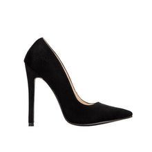 Load image into Gallery viewer, Women Shoes Red Flock Slip-On Shallow Pointed Toe High Heels Pump