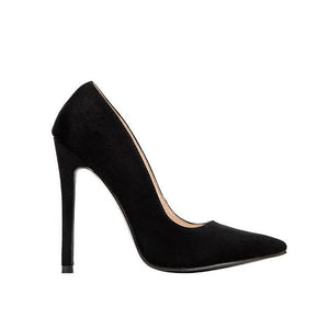 Women Shoes Red Flock Slip-On Shallow Pointed Toe High Heels Pump