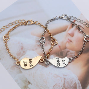 2pcs/set Trendy Best Friends Bracelet Gold Silver Puzzle Love Heart Bracelets