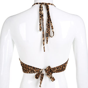 Cryptographic sexy leopard print bralette tank crop top