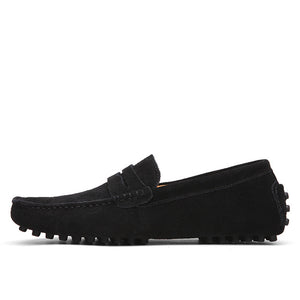 Leather Shoes Men Warm Fur Plush Flats Driving Shoes