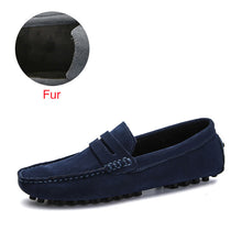 Load image into Gallery viewer, Leather Shoes Men Warm Fur Plush Flats Driving Shoes