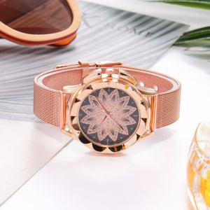 Flower Rhinestone Wristwatch