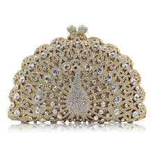 Load image into Gallery viewer, Luxury Crystal Women Handbag Handmade Peacock Women Evening Clutch Bags  Fashion Rhinestone Diamond Wedding Bridal Handbag