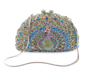 Luxury Crystal Women Handbag Handmade Peacock Women Evening Clutch Bags  Fashion Rhinestone Diamond Wedding Bridal Handbag