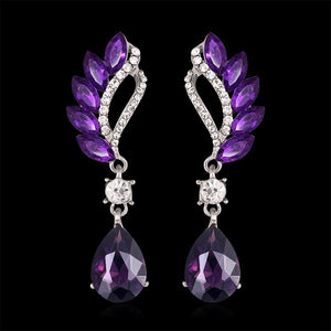 Women Wedding Jewerly Silver Plated Full Rhinestone Crystal Earring