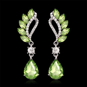 Women Wedding Jewerly Silver Plated Full Rhinestone Crystal Earring