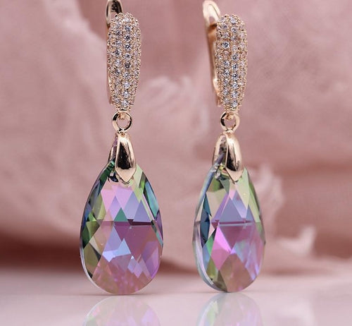 AB Gradient Austria Crystal Long Earrings