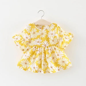 BNWIGE 0-24M Casual Summer Baby Girl Dress Cotton Print Floral Bow Infant Girl