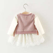 Load image into Gallery viewer, 2pc knitted dresses newborn body clothes toddler baby clothing 0-24m