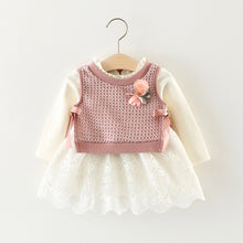 Load image into Gallery viewer, 2pc knitted dresses newborn body clothes toddler baby clothing 0-24m