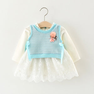 2pc knitted dresses newborn body clothes toddler baby clothing 0-24m