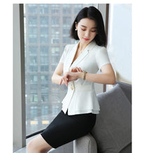 Load image into Gallery viewer, Formal Uniform Styles Blazers Suits Two Piece With Tops and Skirt For Ladies Office Work Wear Professional Summer Blazer Sets