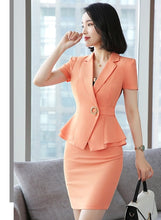 Load image into Gallery viewer, Formal Uniform Styles Blazers Suits Two Piece With Tops and Skirt For Ladies Office Work Wear Professional Summer Blazer Sets