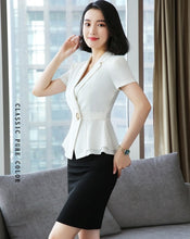 Load image into Gallery viewer, Formal Uniform Styles Blazers Suits Two Piece With Tops and Skirt For Ladies Office Work Wear Professional Summer Blazer Sets