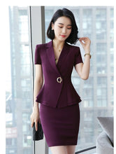 Load image into Gallery viewer, Formal Uniform Styles Blazers Suits Two Piece With Tops and Skirt For Ladies Office Work Wear Professional Summer Blazer Sets