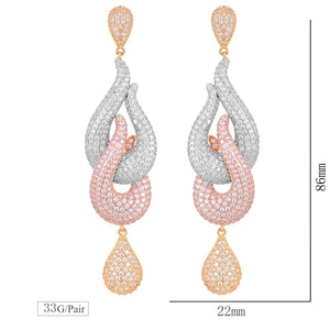 Luxury 3 Tone Colors Water Drop Wedding Party Earring Fashion