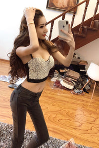 sexy High-end Hand-made Pearls Jewel Diamond Bralet Women's Bustier Bra Cropped Top Vest Plus Size AW011