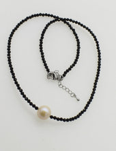 Load image into Gallery viewer, freshwater pearl white round  and black spinel chocker necklace  16.5inch  wholesale beads nature FPPJ woman 2018