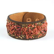 Load image into Gallery viewer, Stone Beacelets For Women Wrap Cuff Slake Leather Bracelets