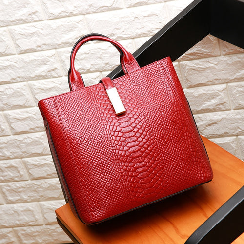 Luxury High Quality Genuine Leather Women's Bag Crocodile-head Embossing Cowhide Leather Handbag Large Capacity Shoulder Bag